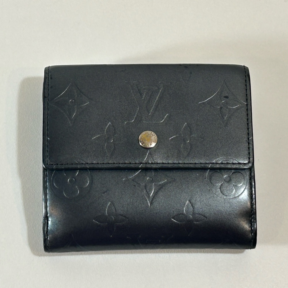 Louis Vuitton Black Embossed Monogram Compact Wallet